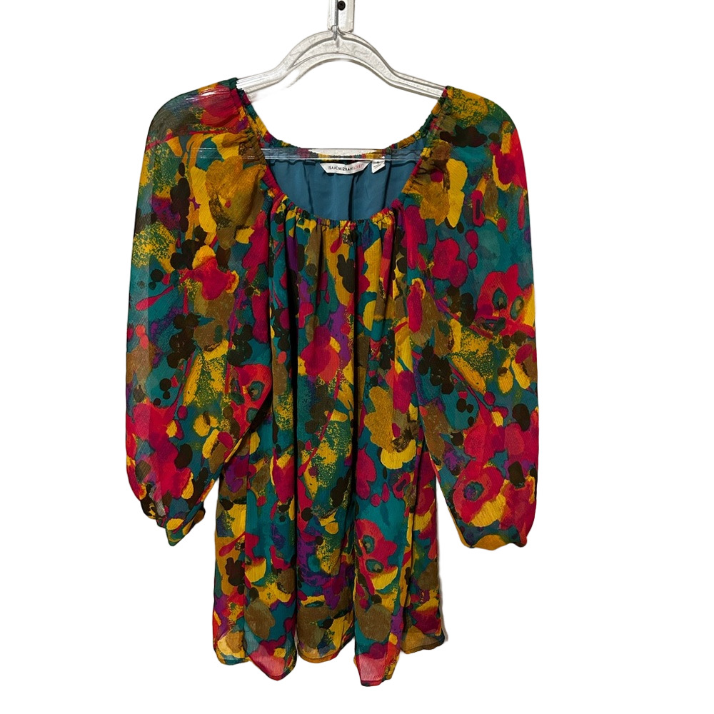 ⛵️Isaac Mizrahi Multicolor Floral blouse size S GUC..